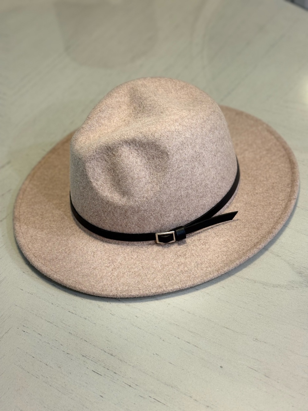 Camel Wool Blend Felt Wide Brim Fedora Hat With Black Band - NWOT